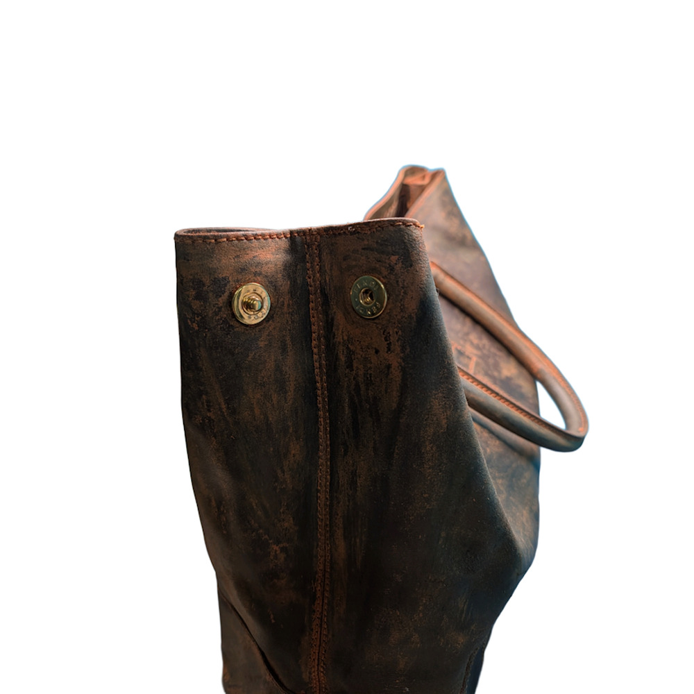 Fendi Shoulder Tote Brown Coated Canvas Distressed Finish Stabilized Vintage - Picture 12 of 14